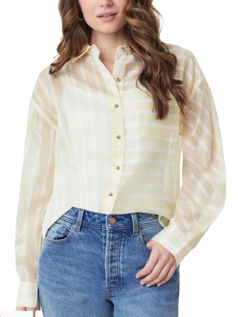 Scotch & Soda Oversized Shirt Sheer Vertical Twin Stripe Button-Up Blouse S